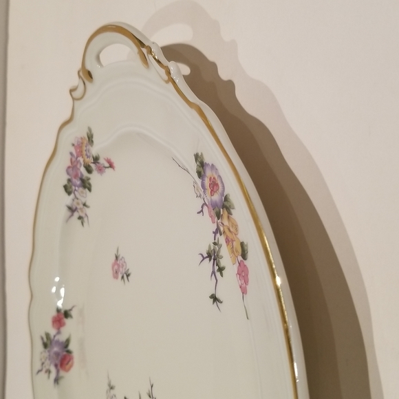 VINTAGE Bernardaud Limoges Porcelain Cake Plate WITH TWO gilt HANDLES - Picture 11 of 16